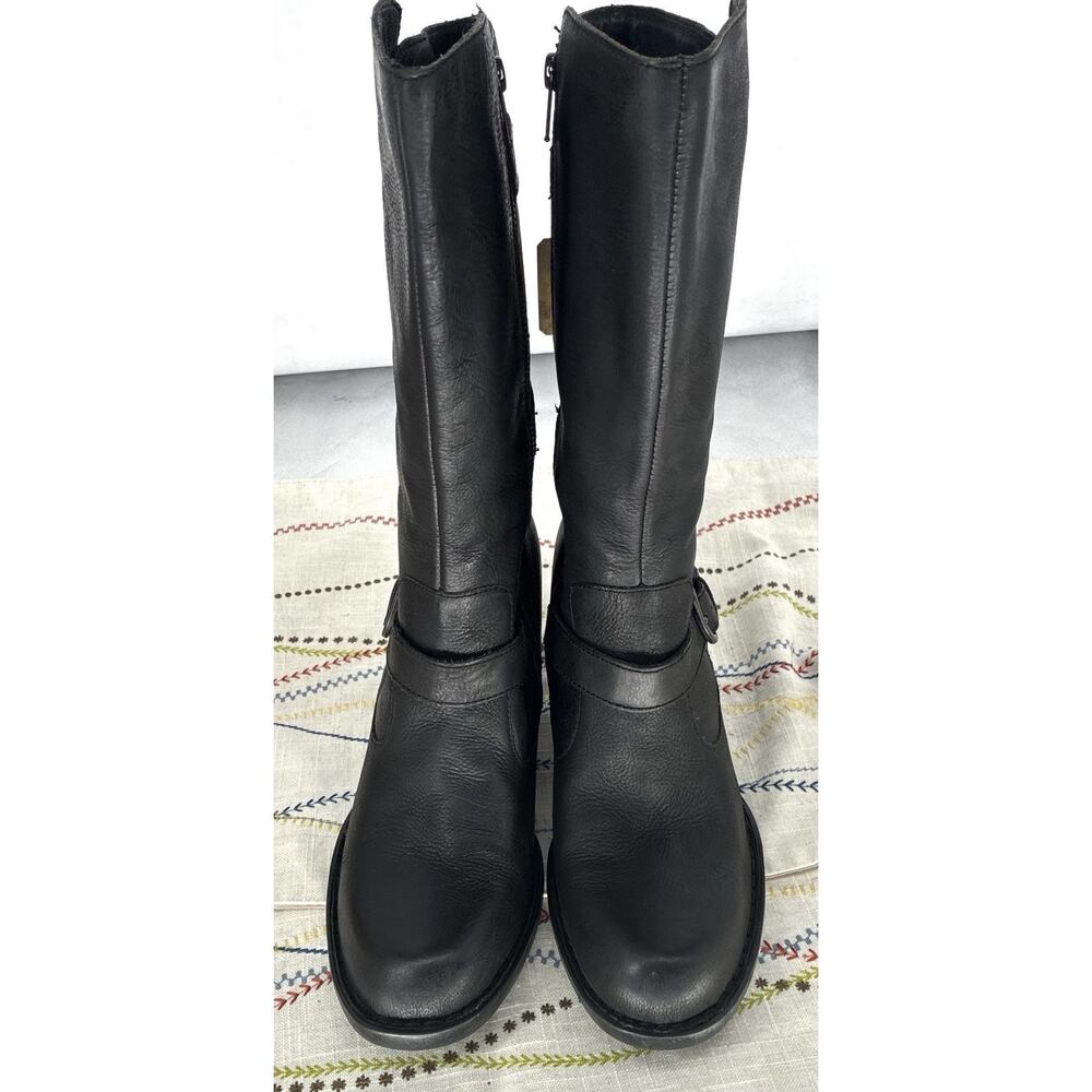 Born D77303 Boots Womens 11 M NWT Black Leather Tall Moto Triple Buckle Biker - Picture 4 of 8